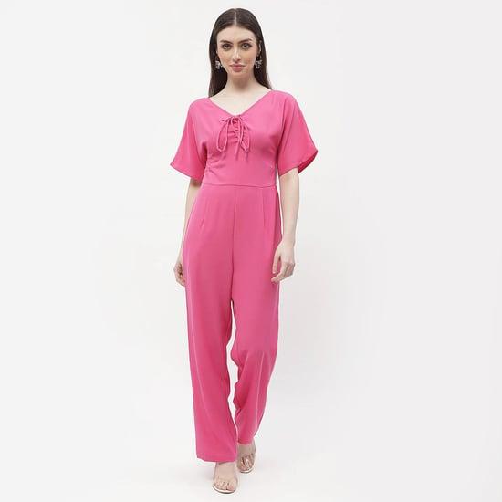 madame women solid regular fit jumpsuit