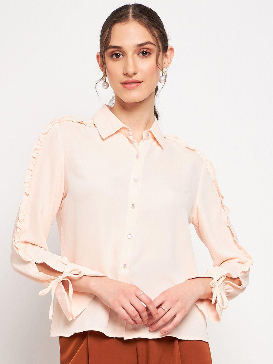 madame women spread collar opaque casual shirt