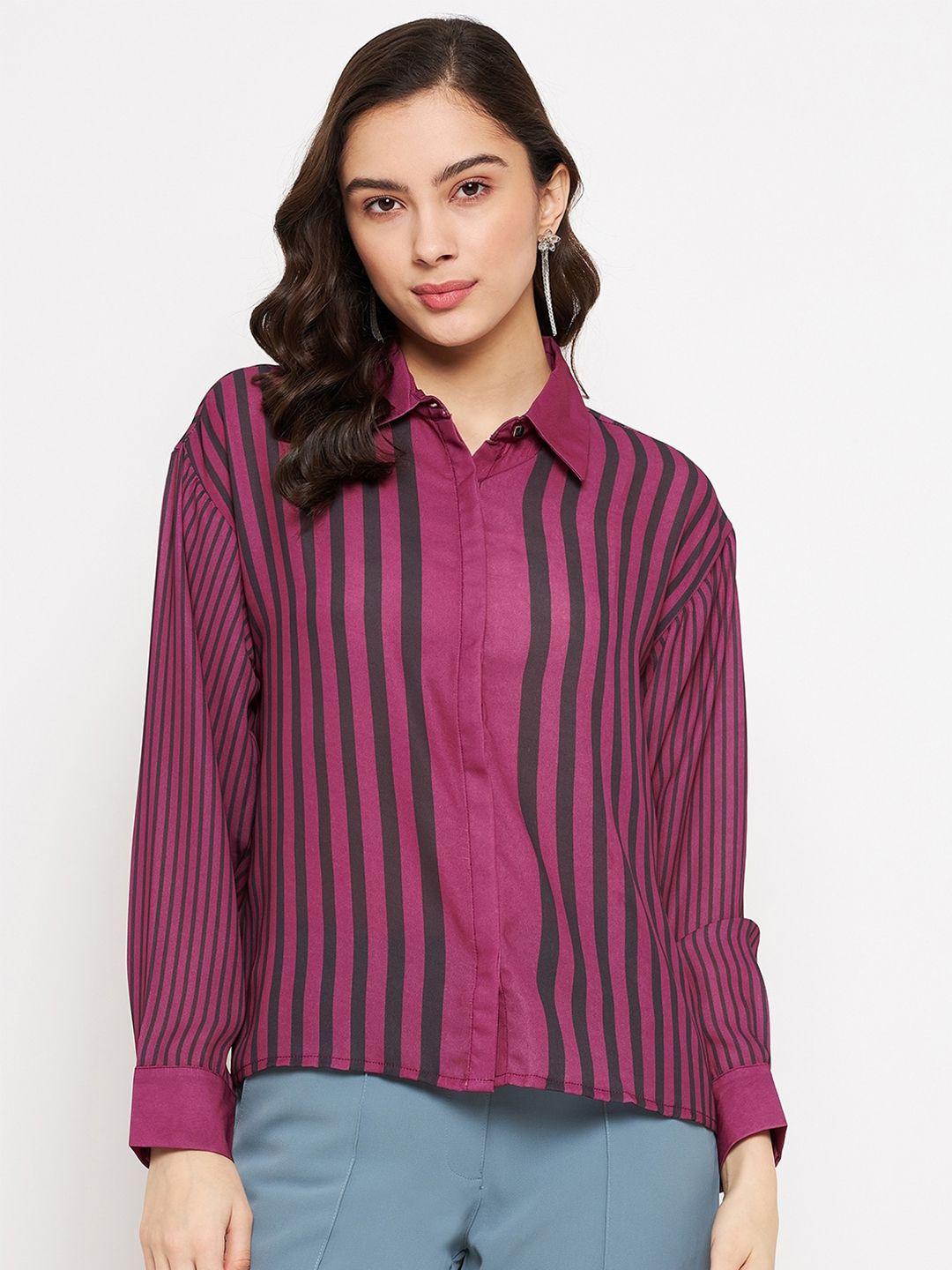 madame women striped casual shirt