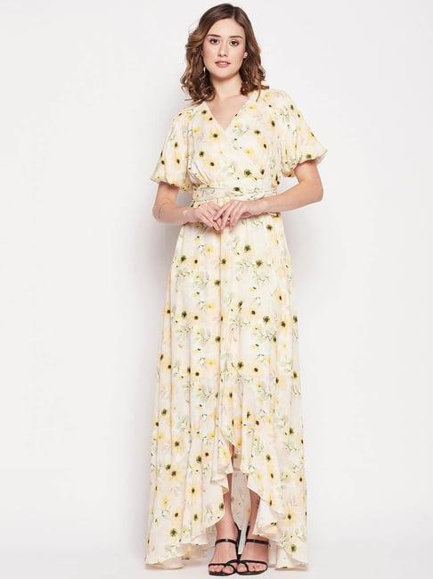 madame yellow floral print maxi dress