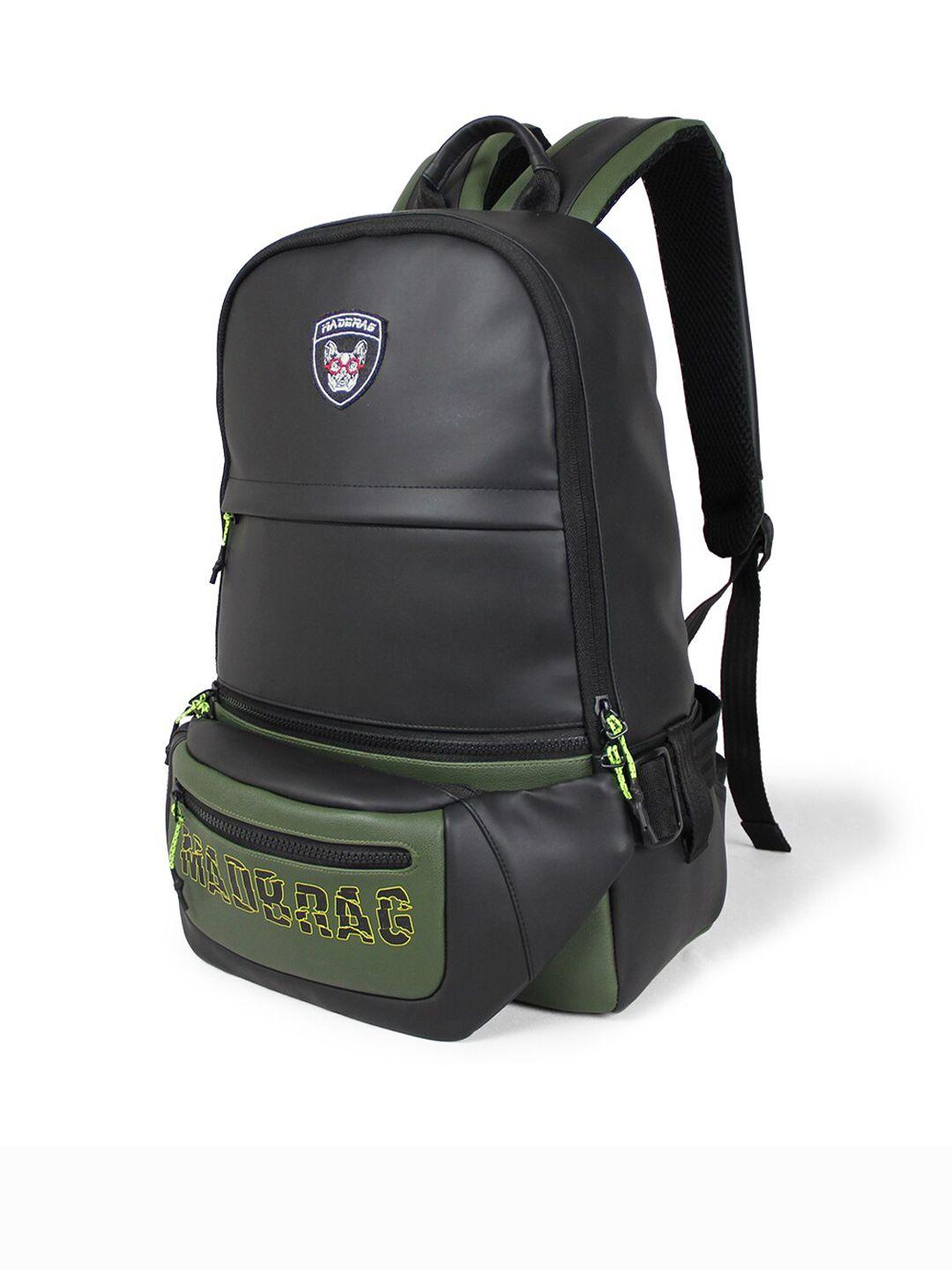 madbrag unisex black & green colourblocked backpack
