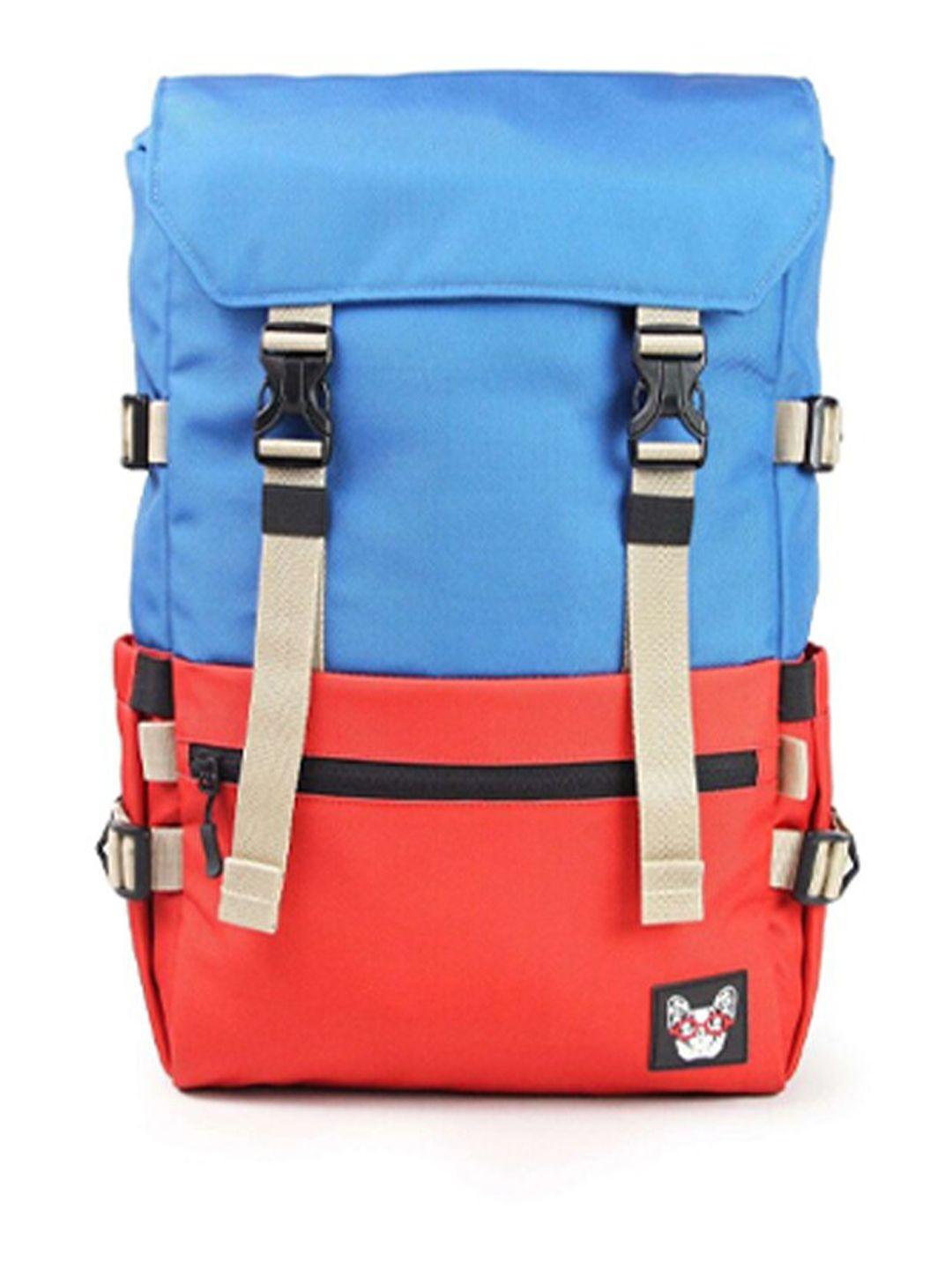 madbrag unisex blue & red colourblocked backpack with compression straps