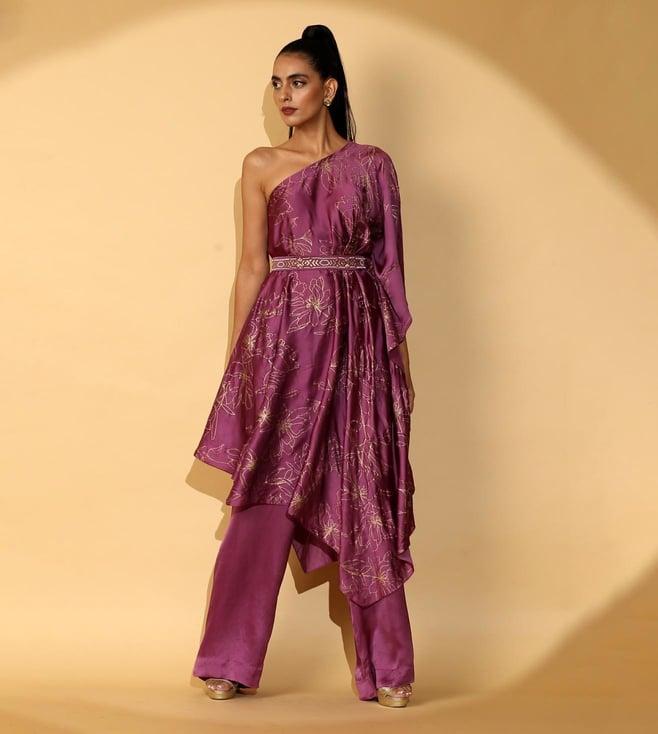 madder much plum tara single shoulder tunic with pant