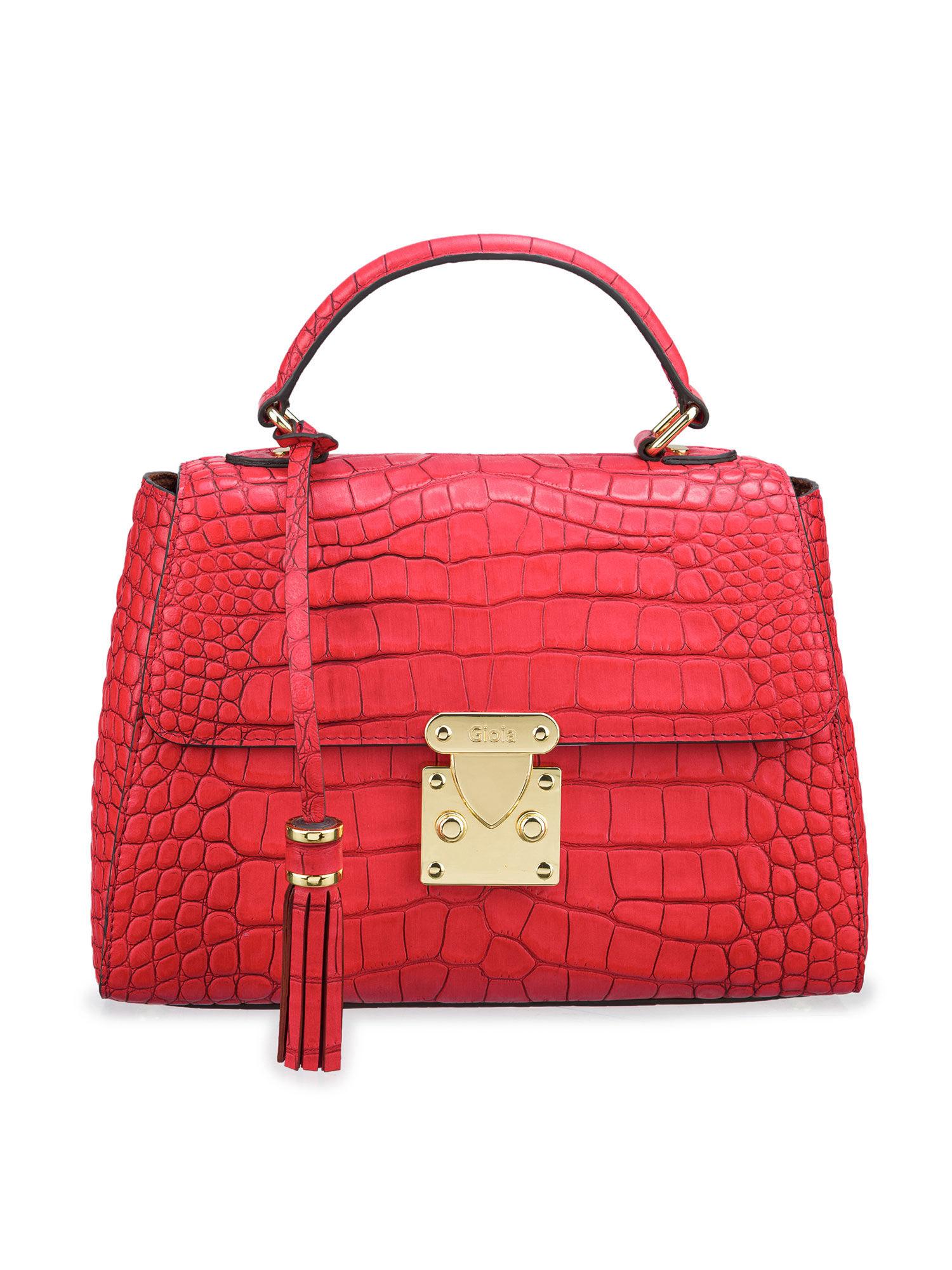 maddie medium red italian leather crossbody bag