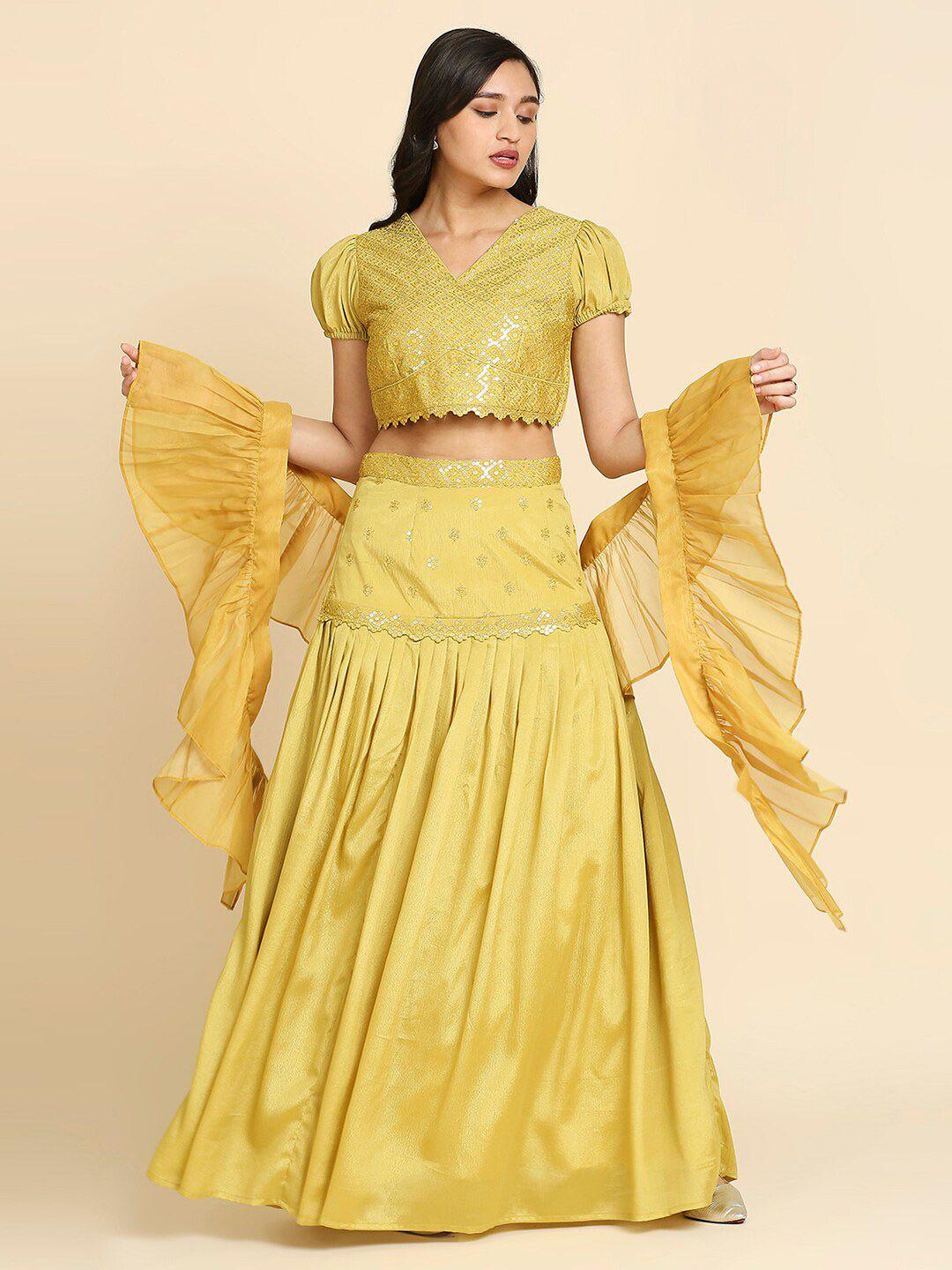 madhuram embellished sequinned ready to wear lehenga & blouse with dupatta