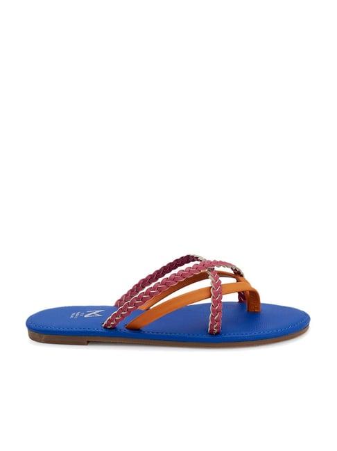 madras trunk women's kanavu orange & pink toe ring sandals
