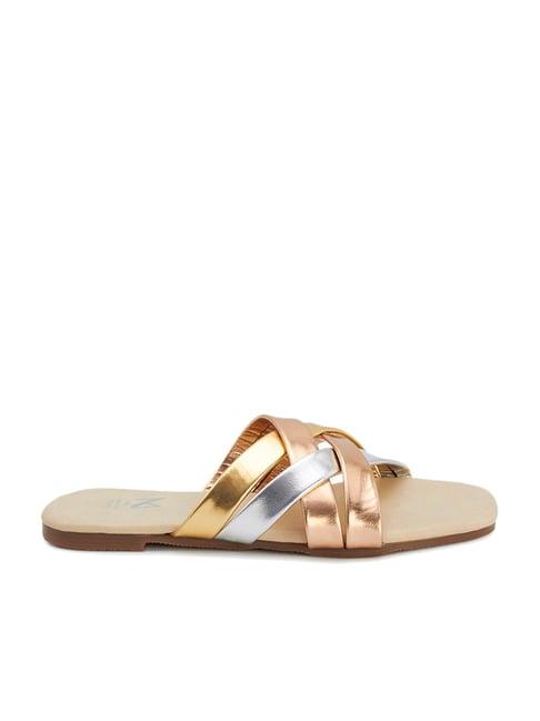 madras trunk women's kanya gold & silver casual sandals