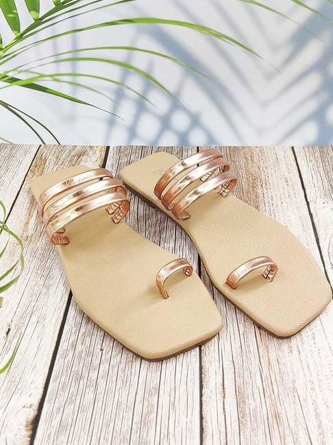 madras trunk women's vizha rose gold toe ring sandals