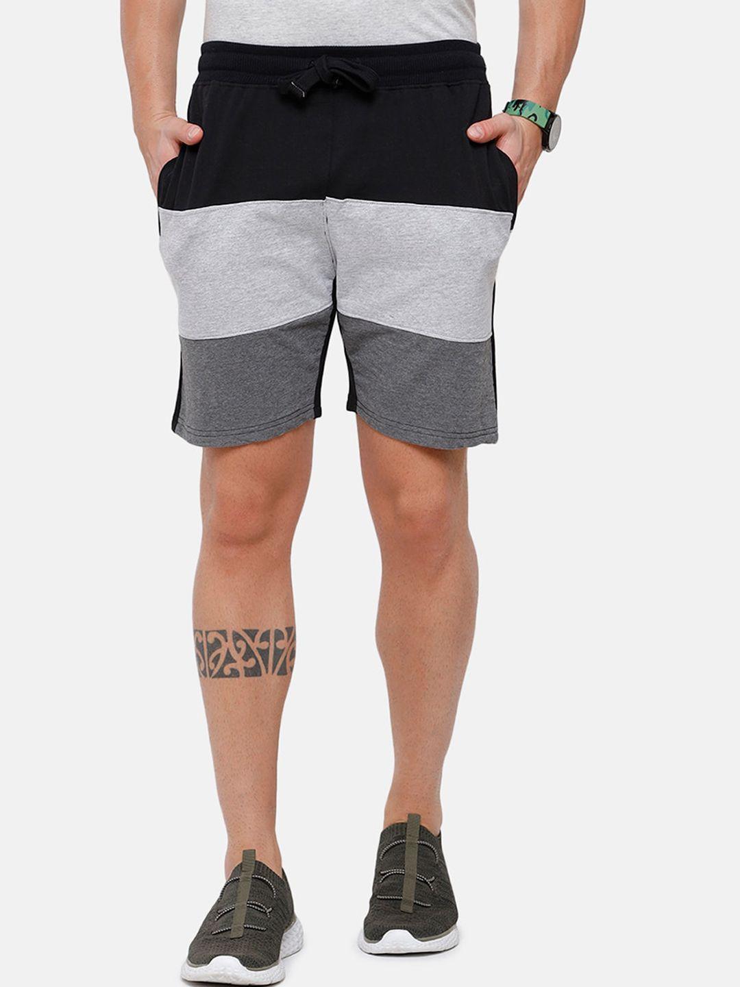 madsto-men-black-&-grey-colourblocked-slim-fit-shorts