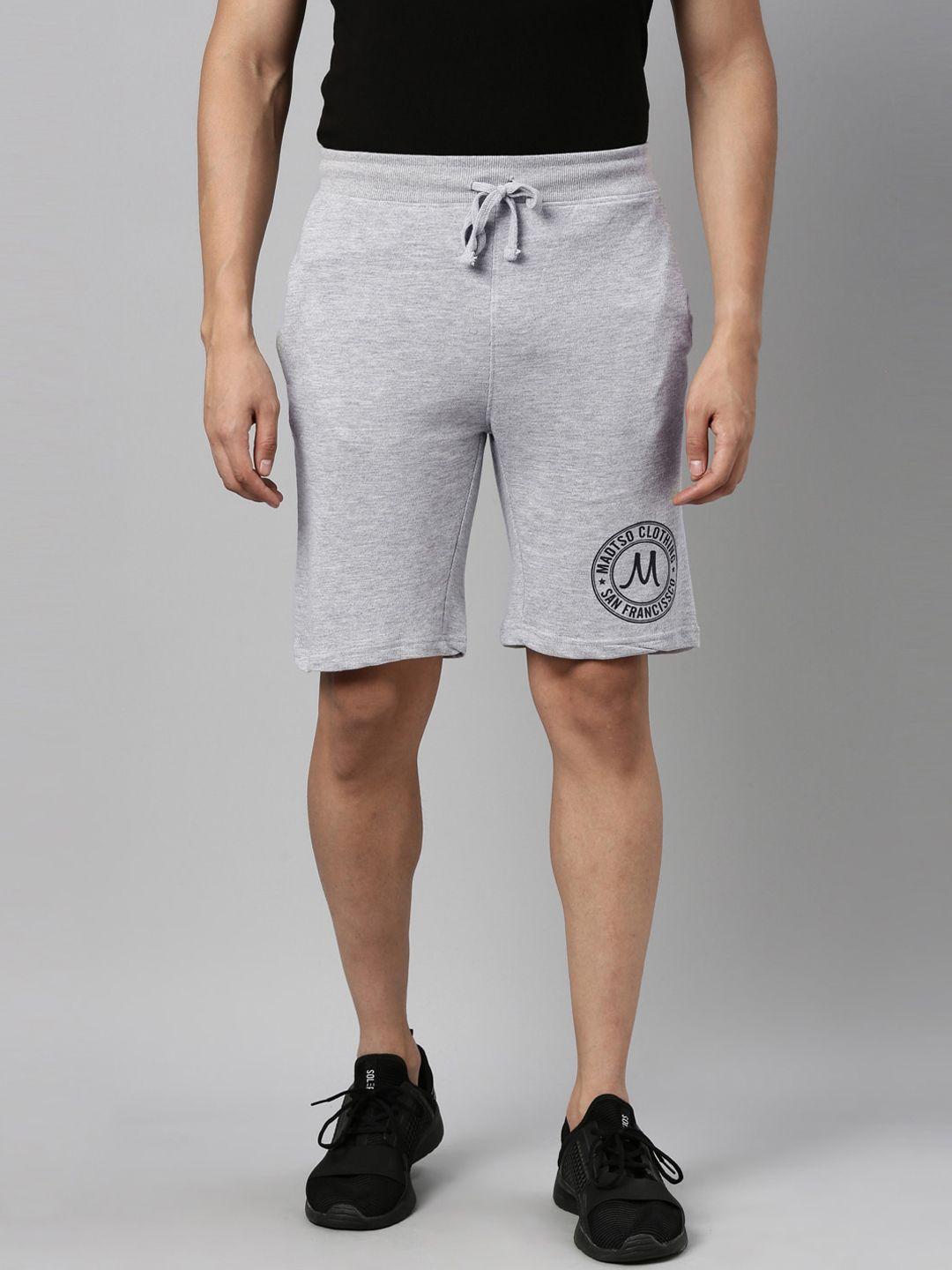 madsto men grey mid-rise sports shorts