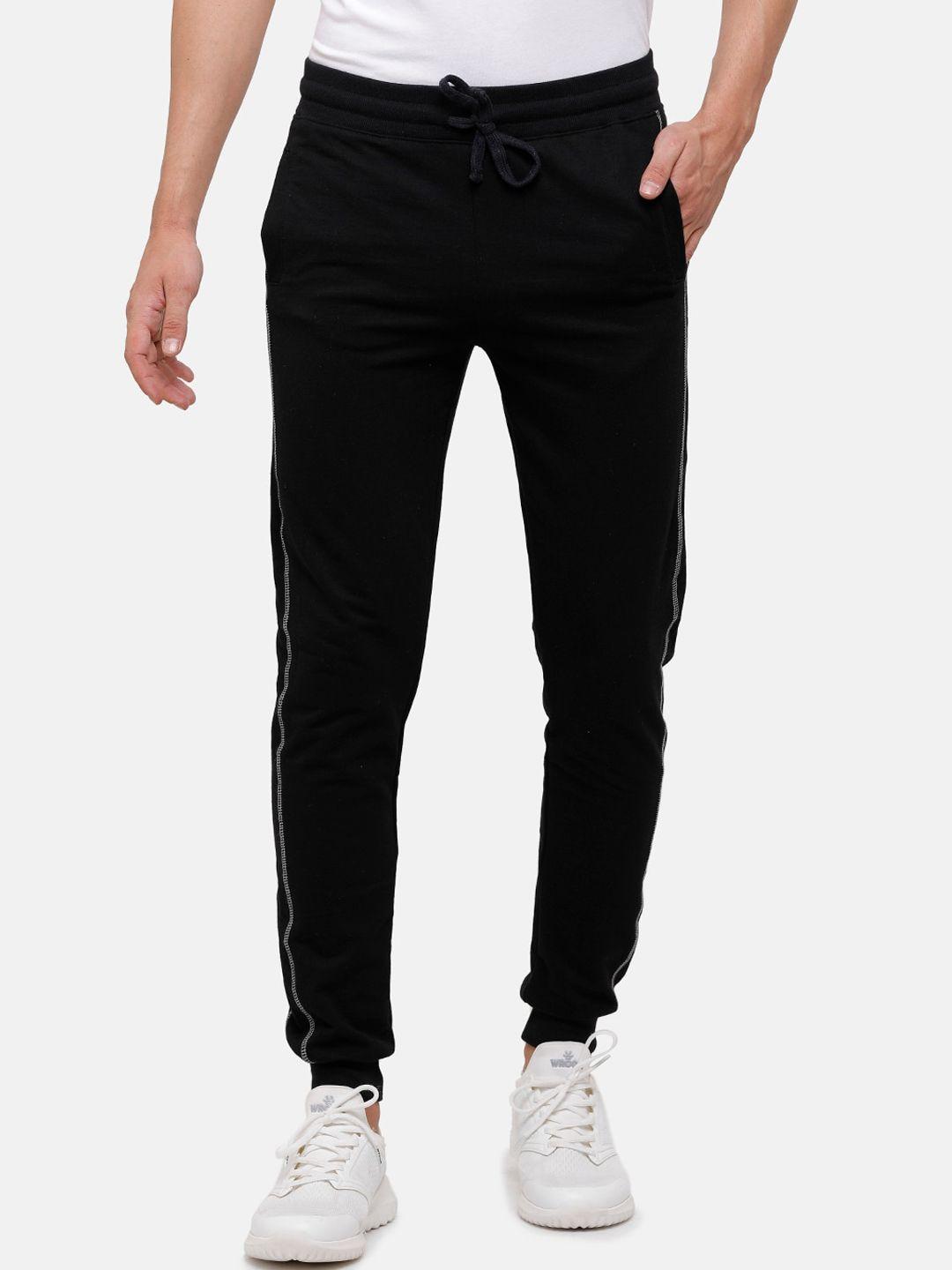 madsto men black solid slim-fit joggers