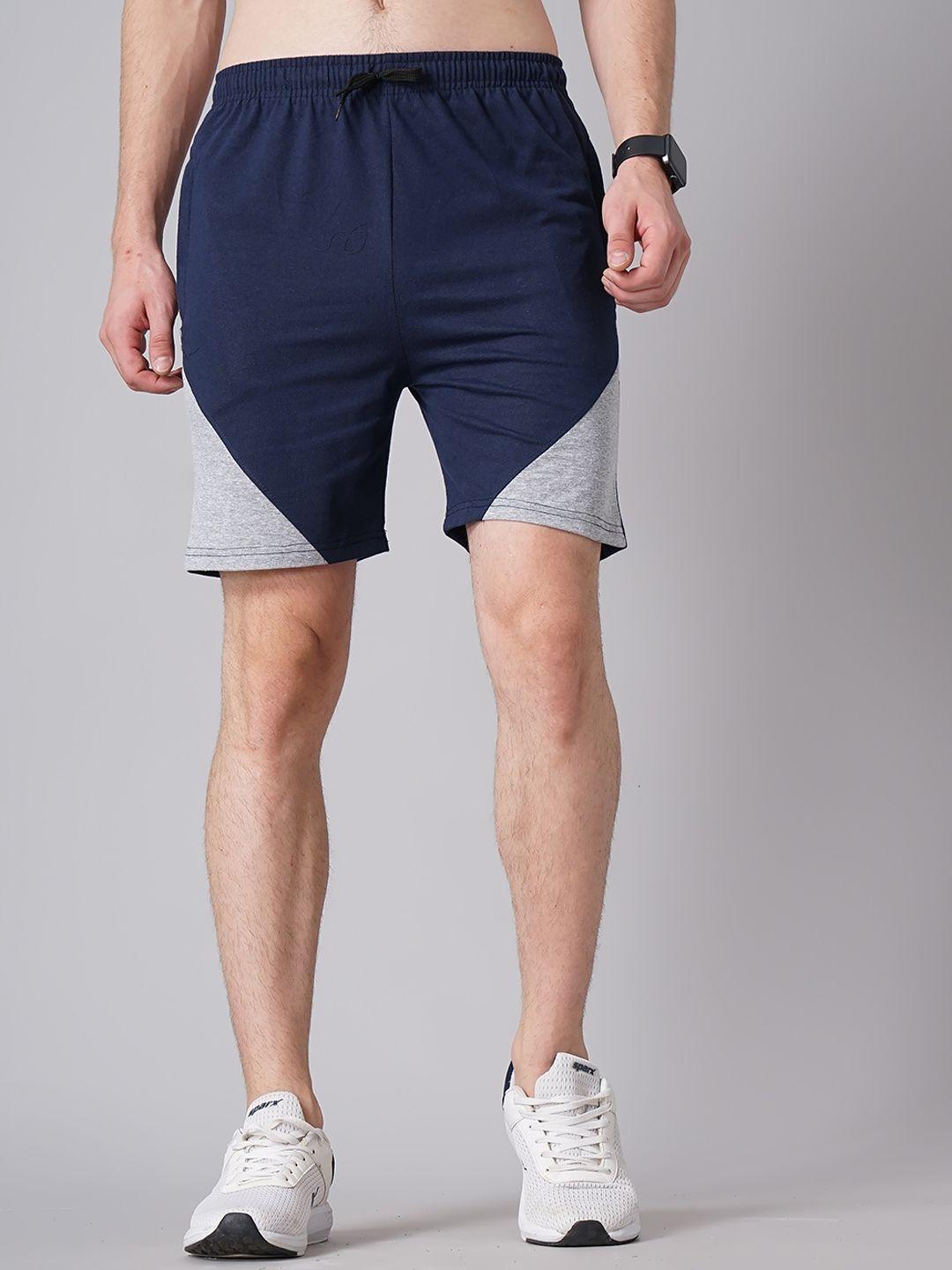 madsto men colourblocked slim fit sports shorts