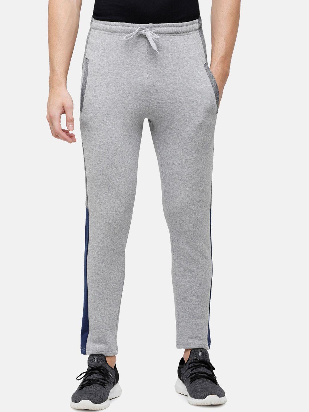 madsto men grey melange & black colourblocked track pants