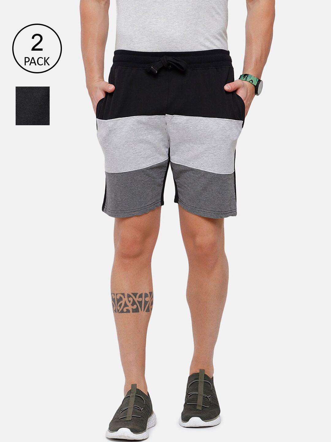 madsto men multicoloured set of 2 regular shorts