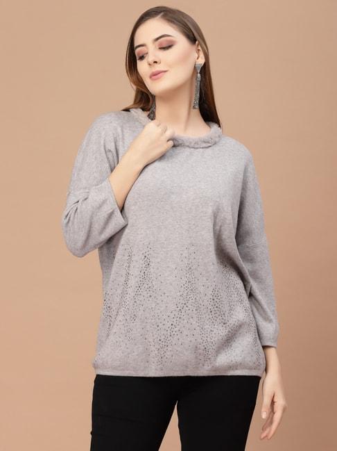 mafadeny grey embellished sweater