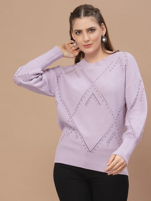 mafadeny purple embellished sweater