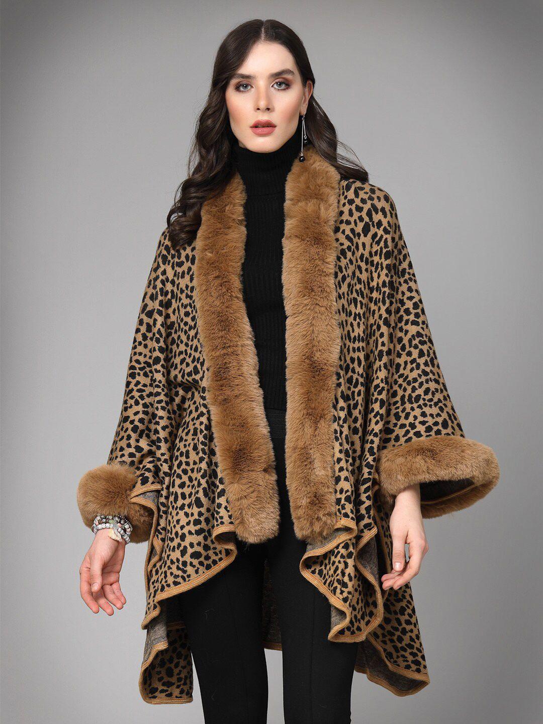 mafadeny animal printed longline poncho