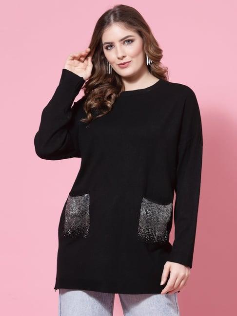 mafadeny black embellished sweater