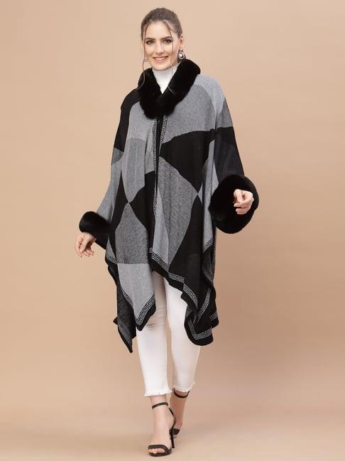 mafadeny black shawl neck poncho