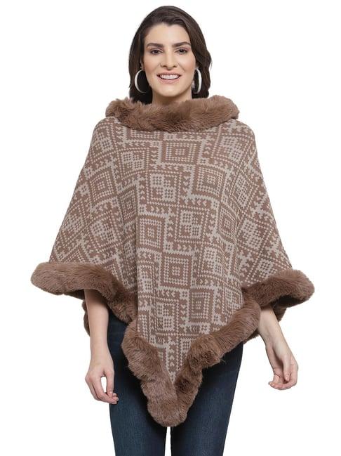 mafadeny brown self design poncho