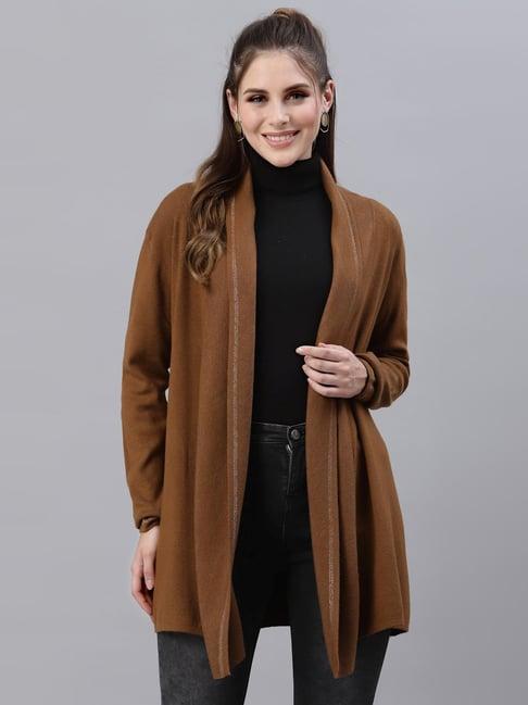 mafadeny brown shawl neck shrug