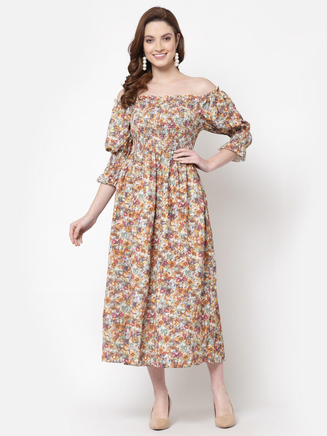 mafadeny floral off-shoulder maxi dress