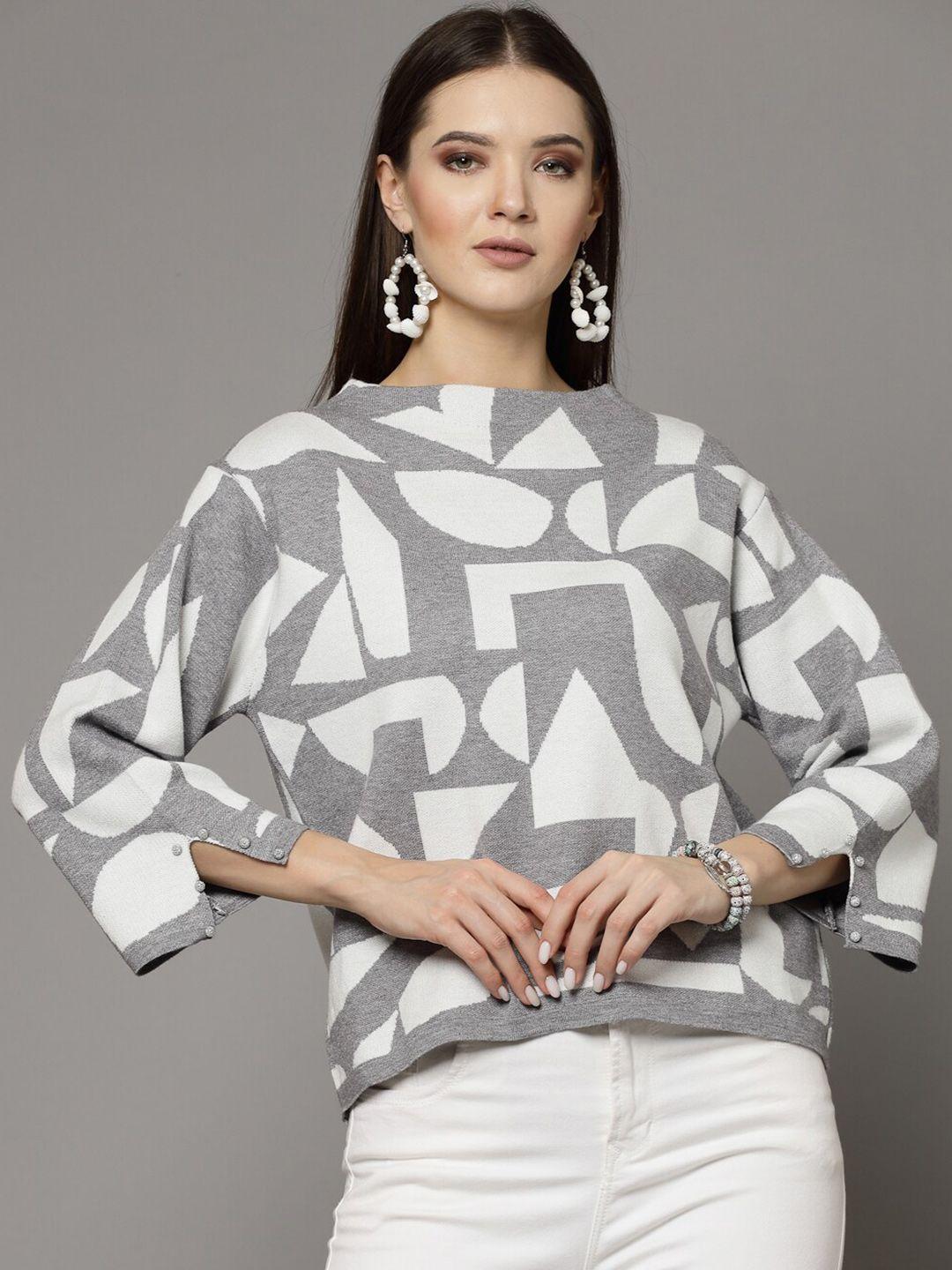 mafadeny geometric printed pullover
