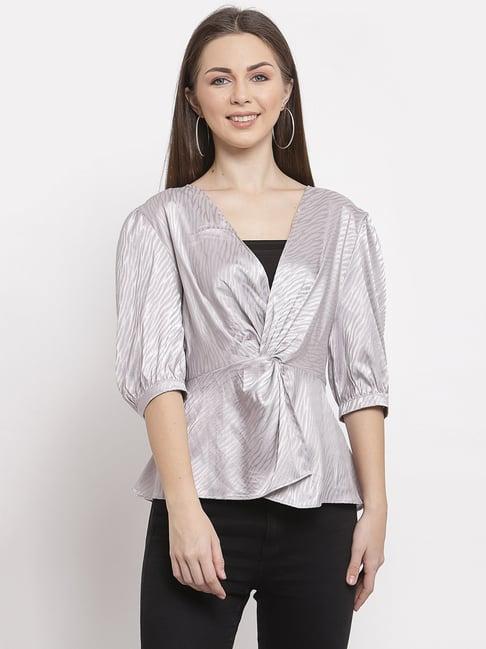 mafadeny grey v neck top