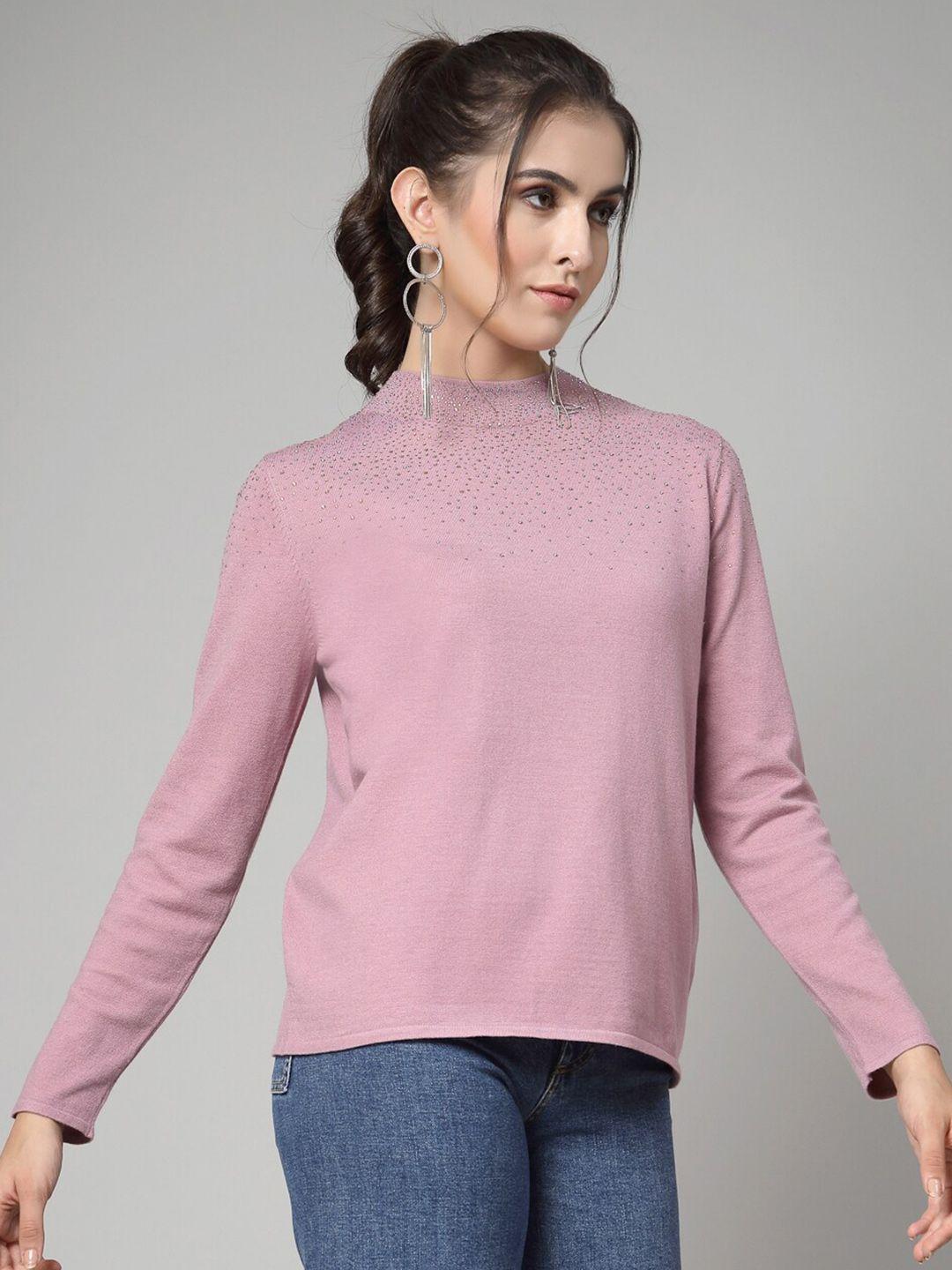 mafadeny high neck embellished detail pullover