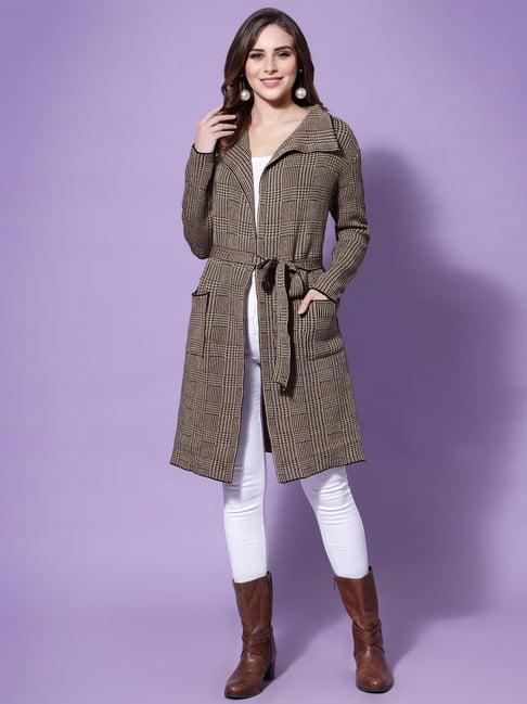 mafadeny khaki chequered shrug