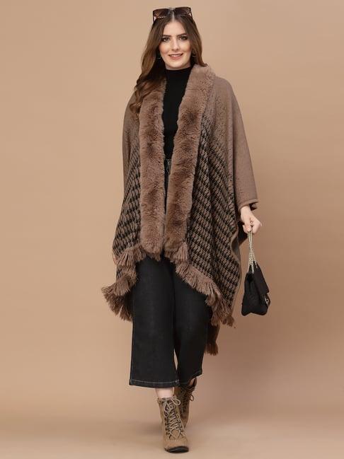 mafadeny khaki self pattern poncho