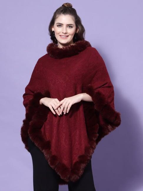 mafadeny maroon self pattern poncho