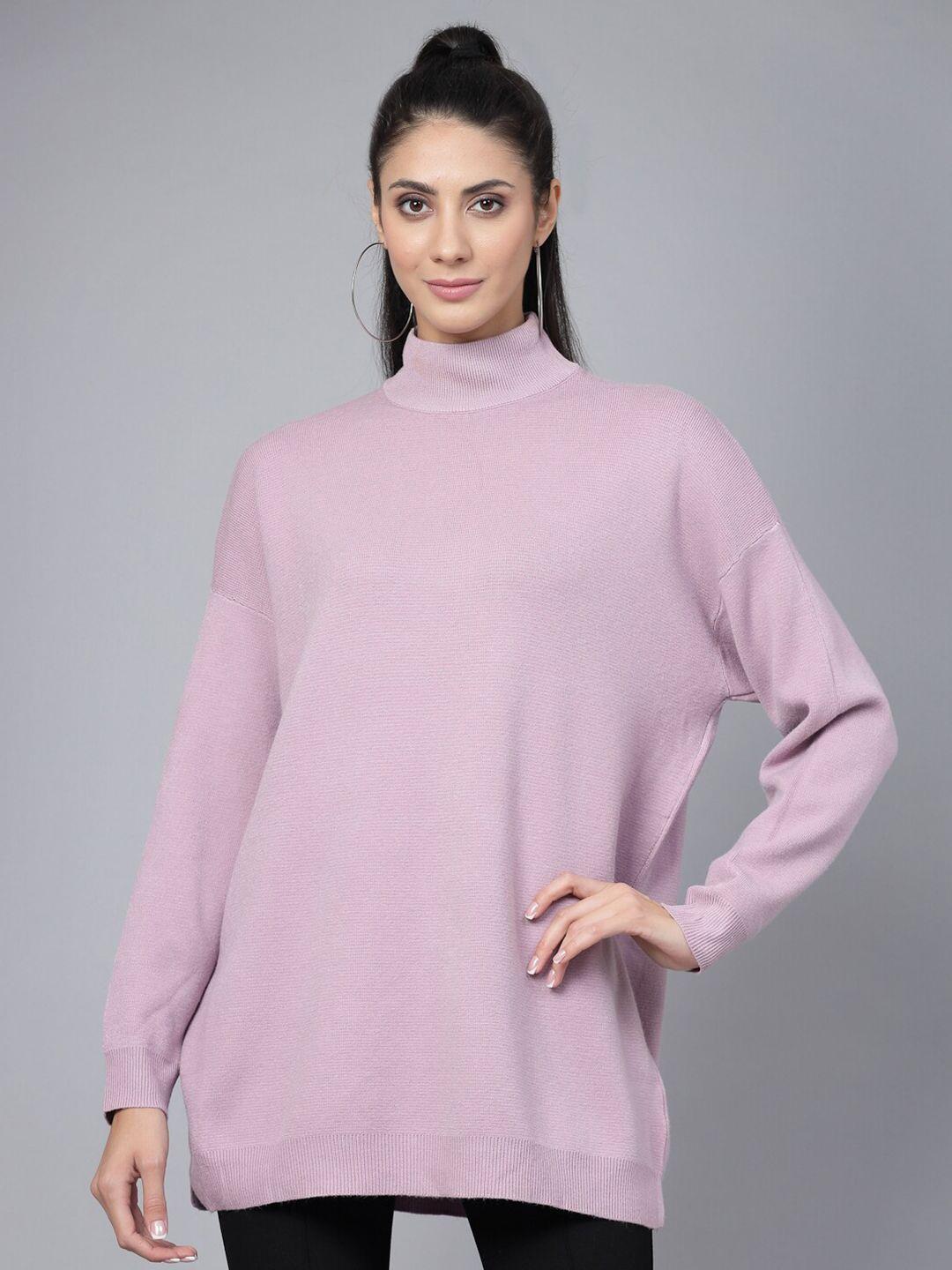 mafadeny mock neck longline pullover