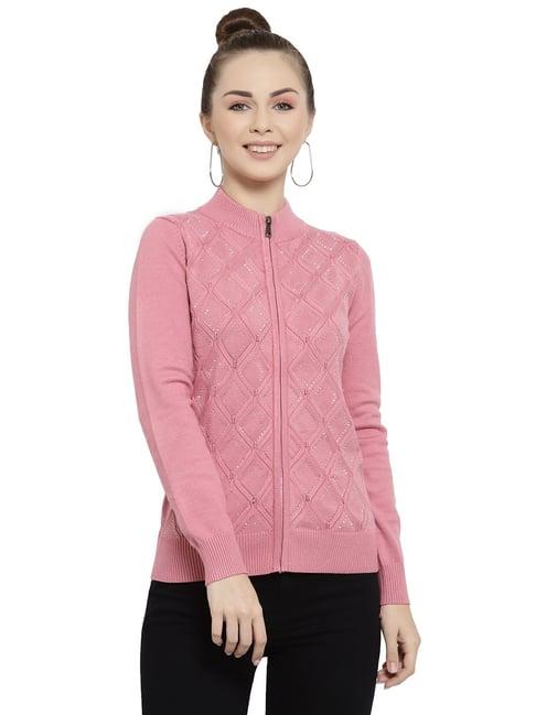 mafadeny pink embellished cardigan