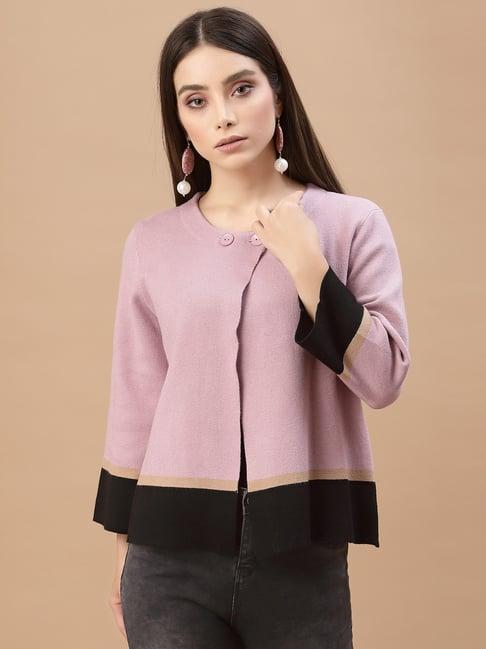 mafadeny purple round neck shrug