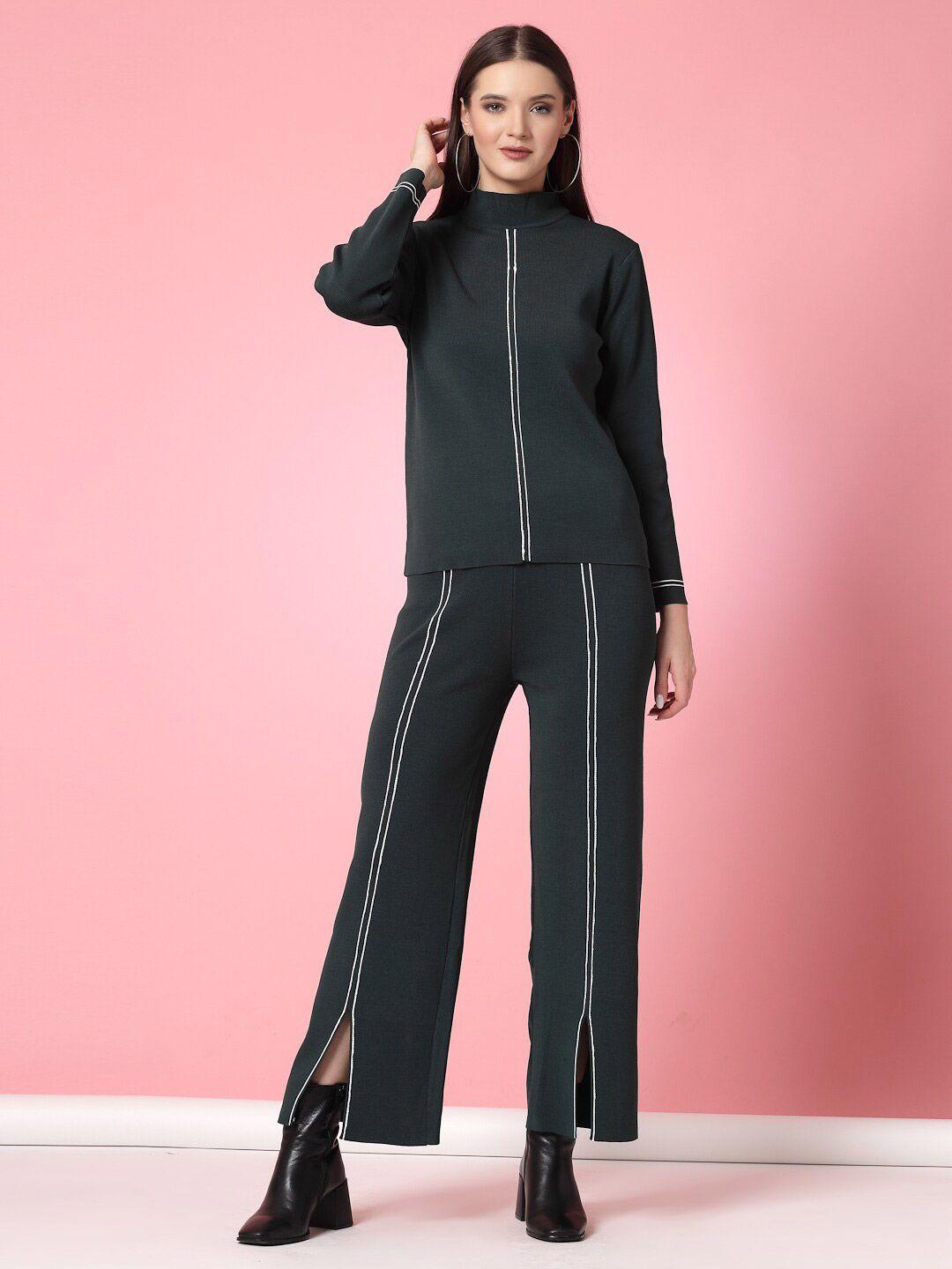 mafadeny ribbed high neck sweatshirt & trousers co-ords set