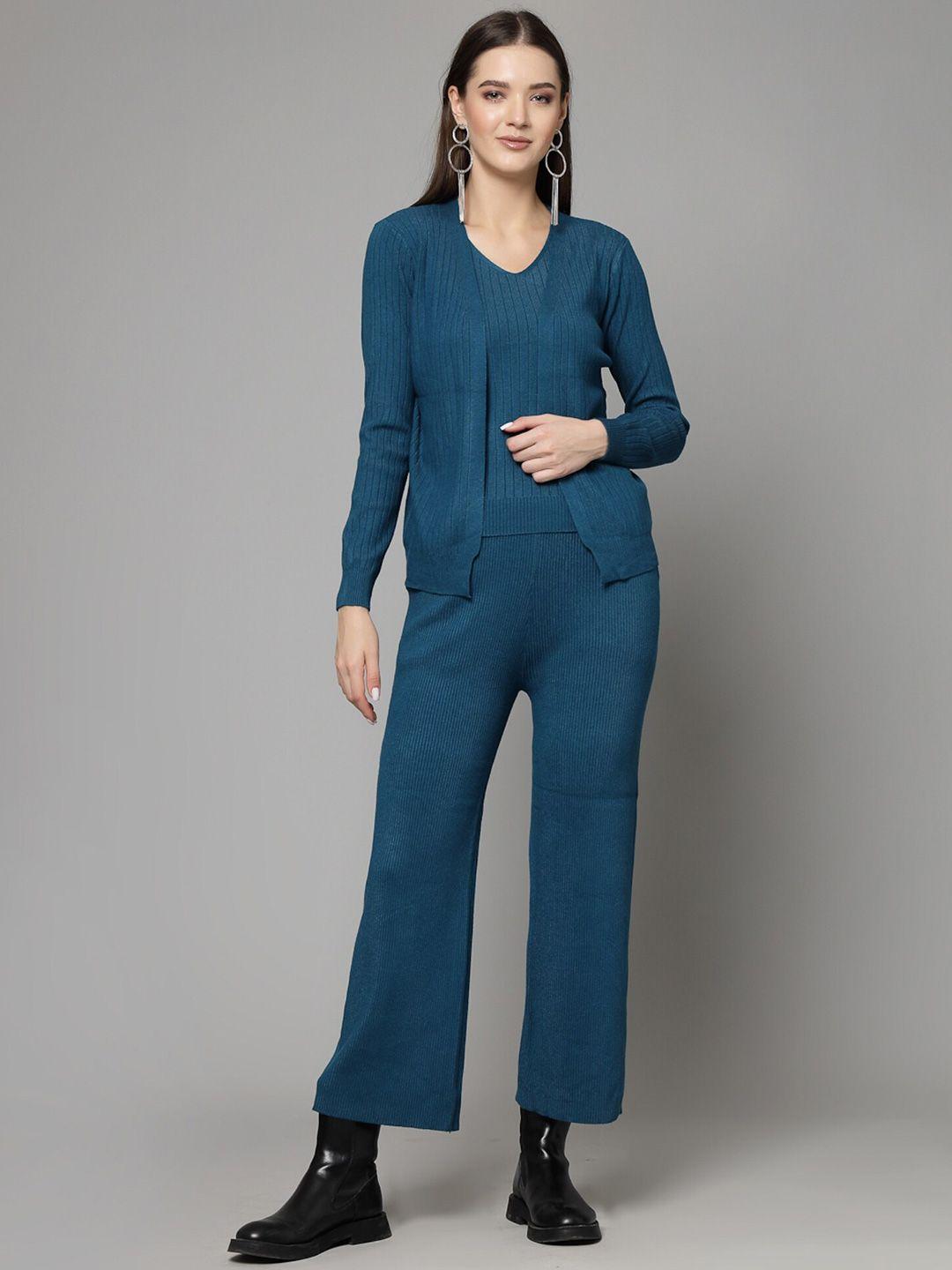 mafadeny ribbed top & trousers with shrug co-ords