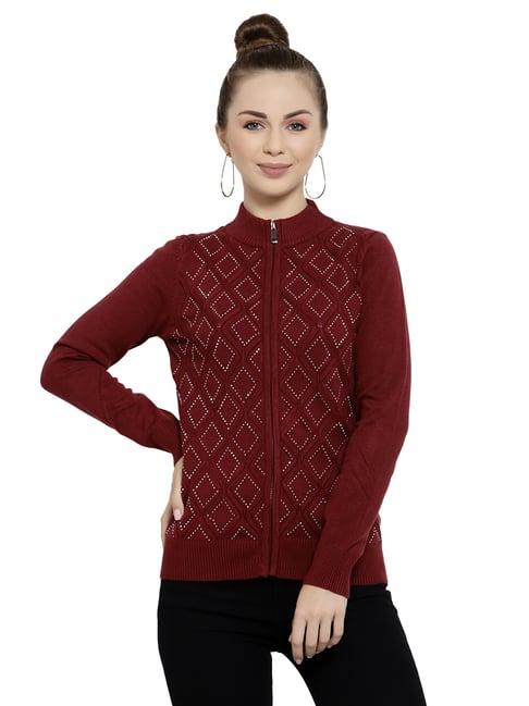 mafadeny wine embellished cardigan