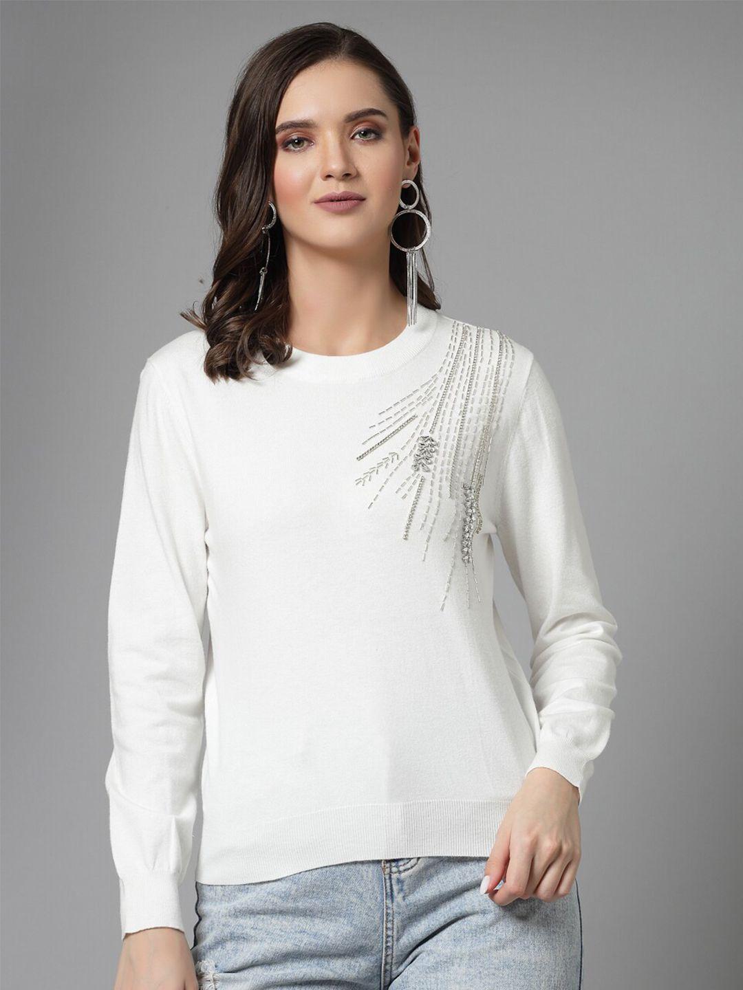 mafadeny winter wear stylished & cosy embellished pullover top