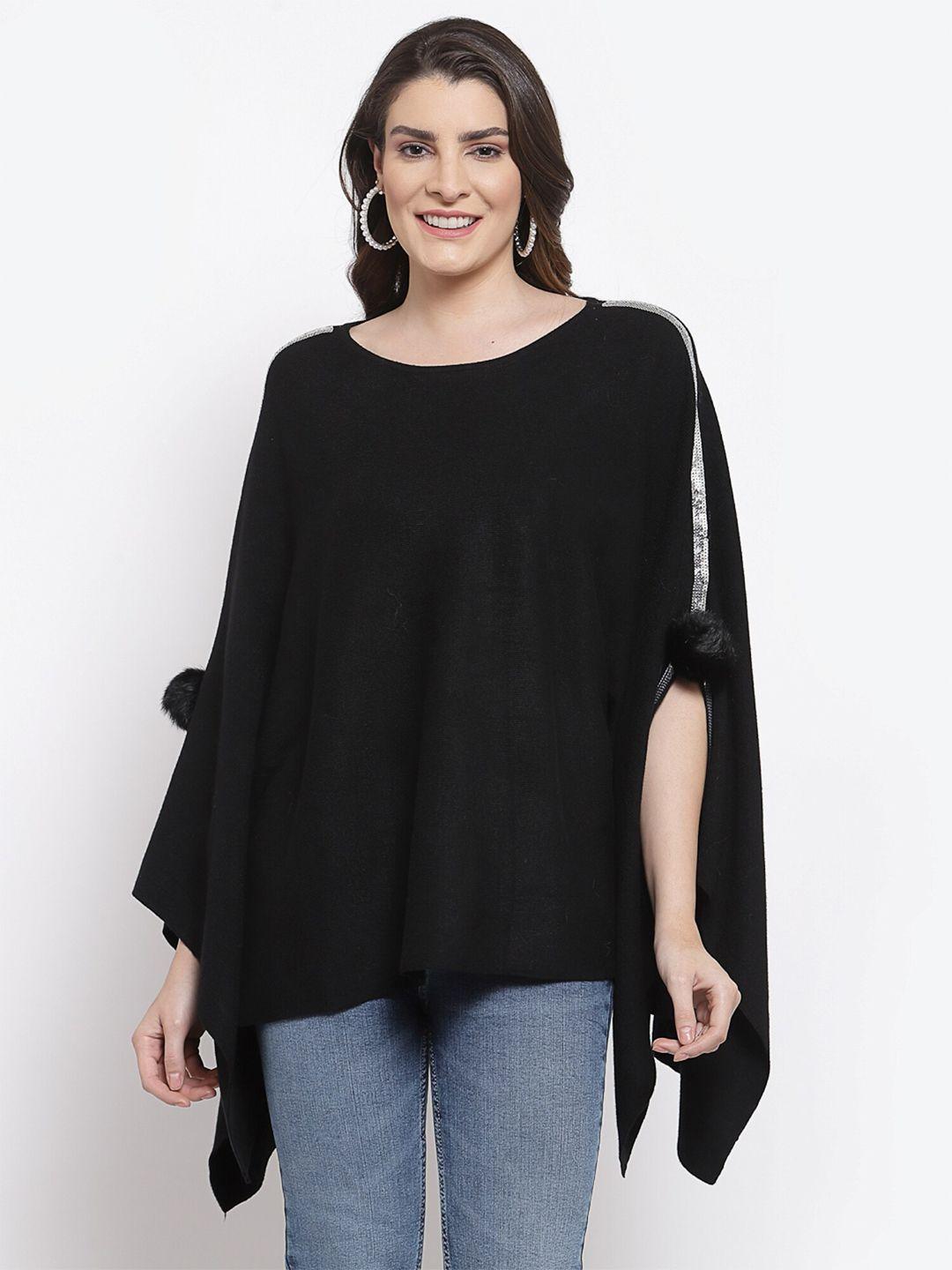 mafadeny women black poncho