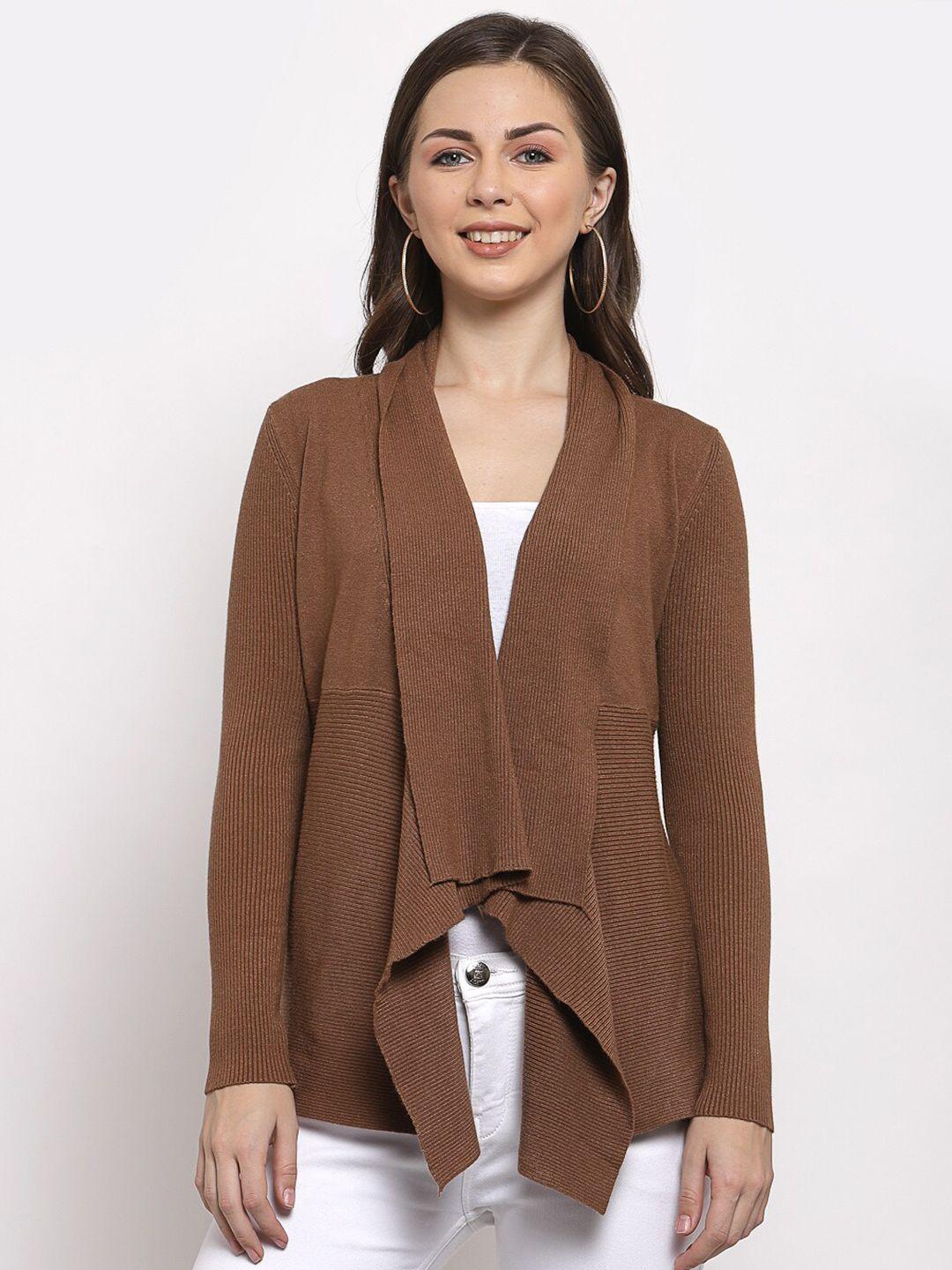 mafadeny women brown lapel shrug