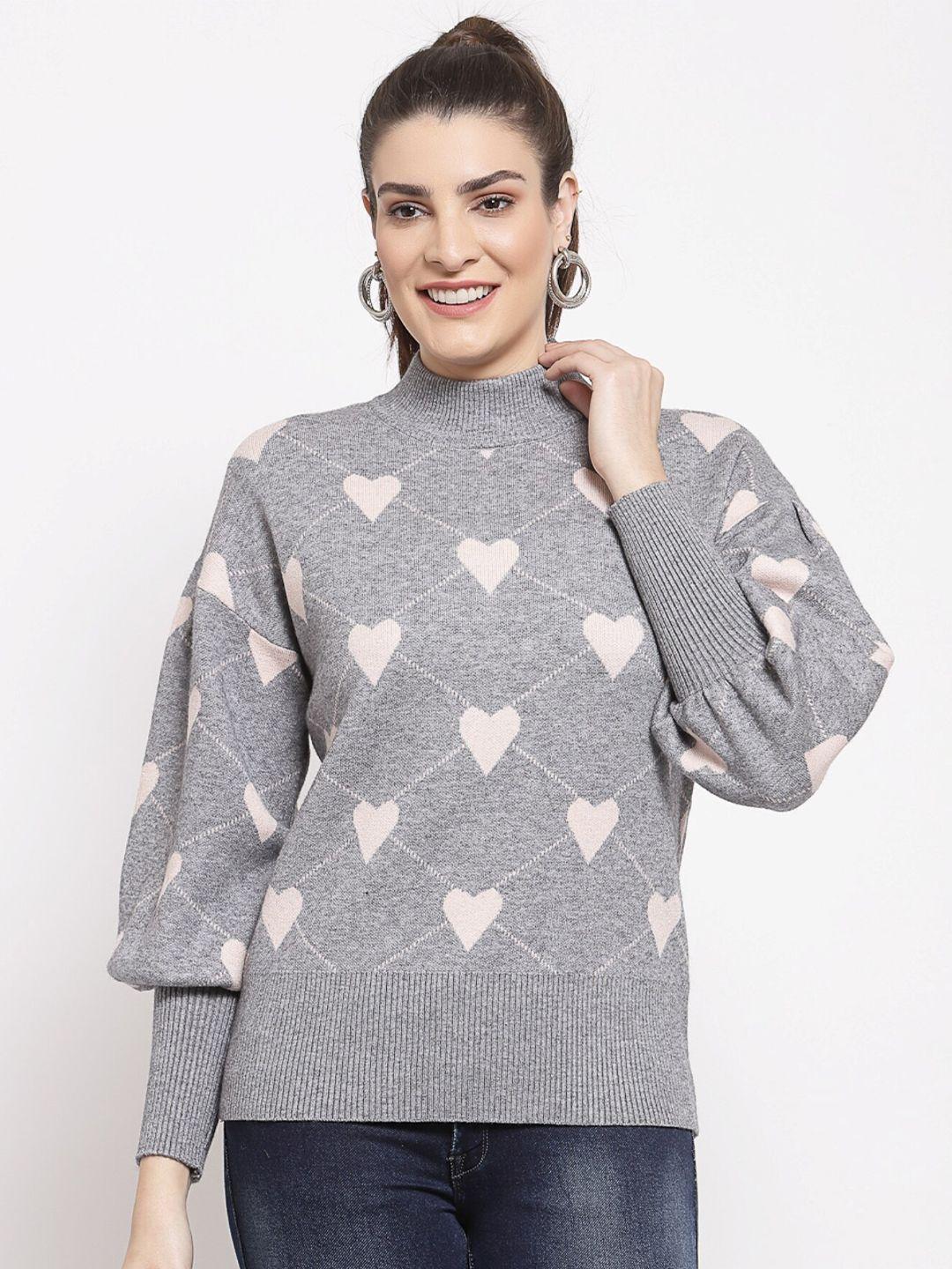 mafadeny women grey & pink pullover