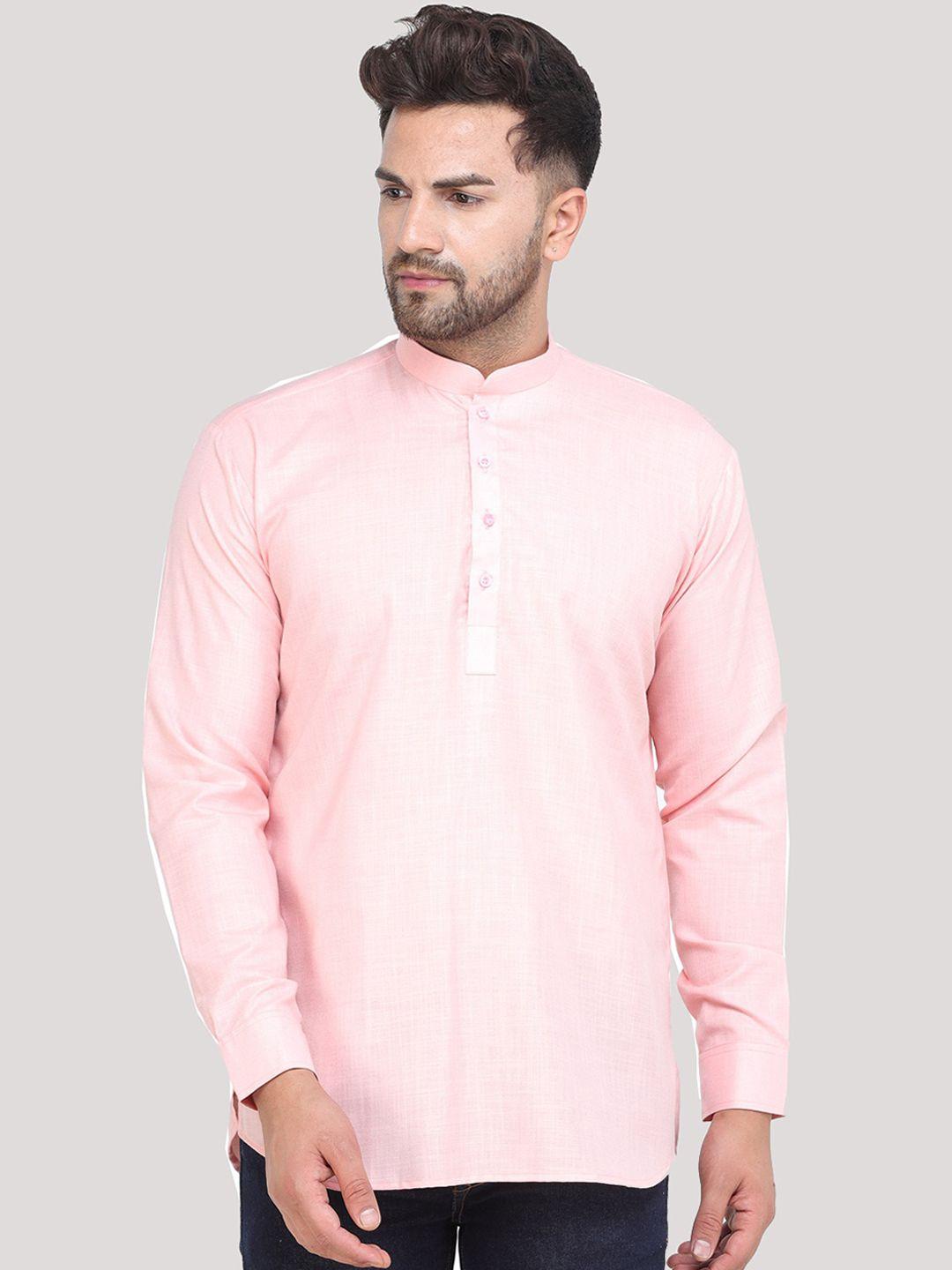 mag men pink cotton straight kurta