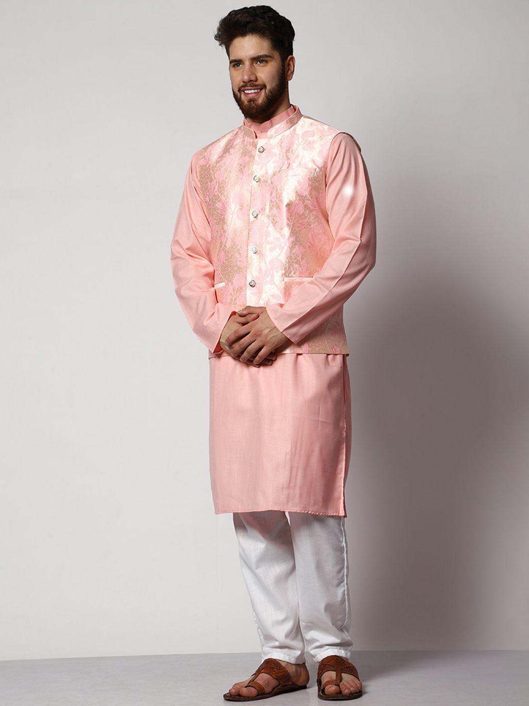 mag men pink regular kurta with pyjamas