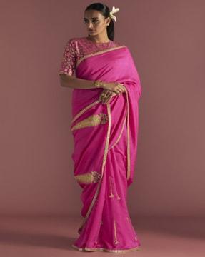 magenta gota embroidered saree saree