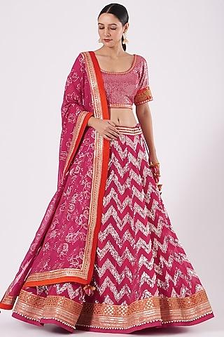 magenta & rust embroidered lehenga set