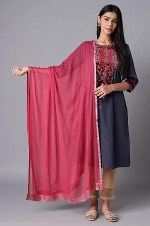 magenta chiffon dupatta