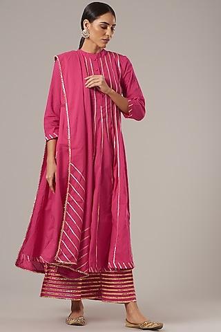 magenta cotton kurta set