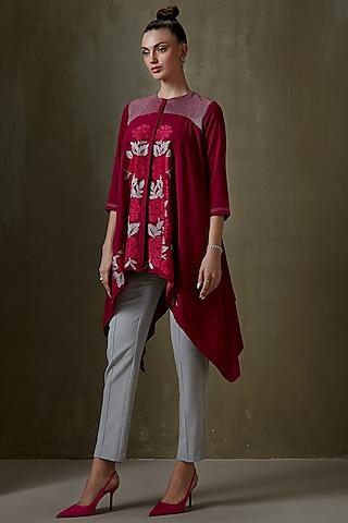 magenta embellished tunic