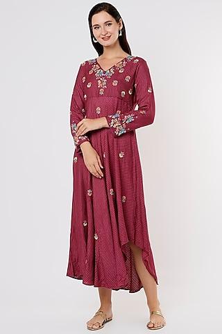 magenta embroidered dress